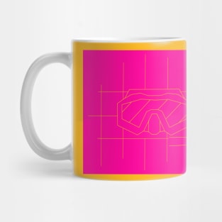 REVERSED GRID DRAWING OF A DIVE MASK pink Mug